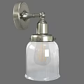 Stylish Silver Wall Lamp With Metal Bracket And Transparent Glass Shade