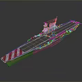 Detailed Aircraft Carrier Model Featuring Flight Deck And Red Stripes Design