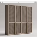Modern Wardrobe With Lattice Design Door Panels And Light Wood Metal Frame