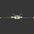 Smart Robot With Yellow Mechanical Wings Connected To Orange Orbs Via Wires
