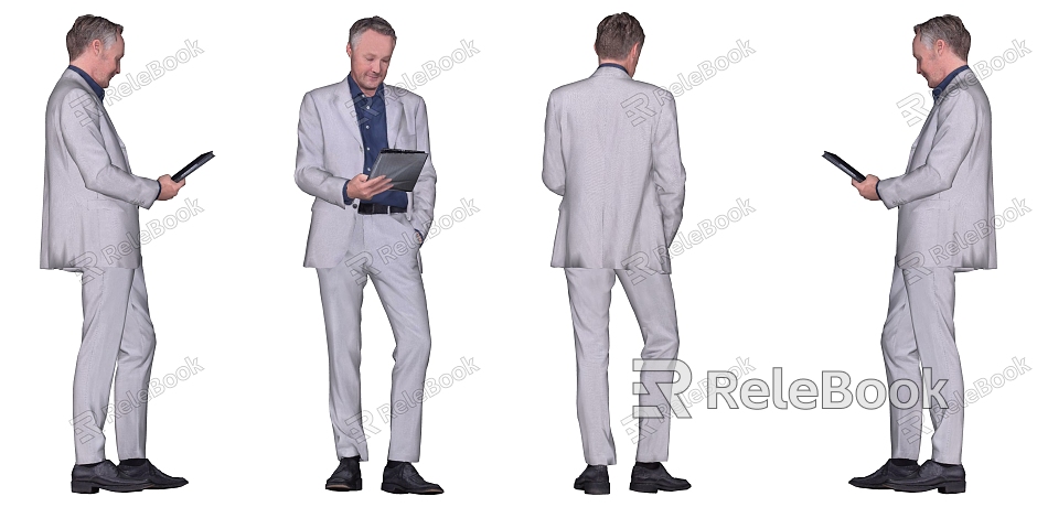 Business Male Office Figure Standing Men Suit Men model