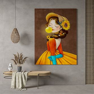 Modern Figure Hanging Painting 3d model