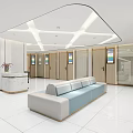 Modern Elegant Reception Area With Wooden Walls White Floor Tiles Glass Partitions And Display Wall