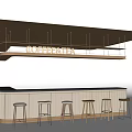 Modern Hotel Public Lounge Area With Coffee Tea Bar And High Stools Arrangement