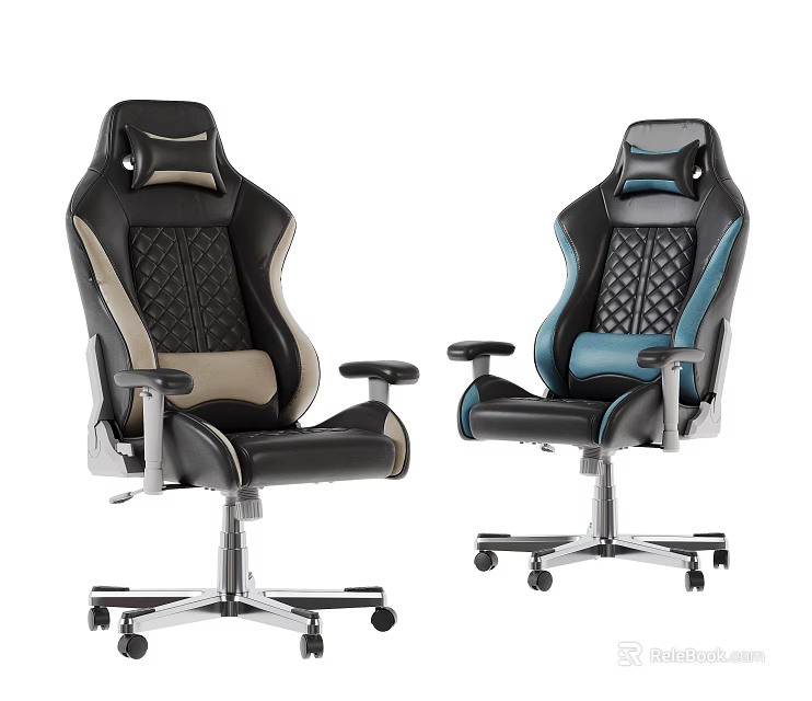 Modern Ergonomic Office Chairs With High Back Diamond Stitching Black Beige And Blue Swivel Design 3d model 