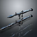 Medieval Long Metal Weapons With Decorative Spearheads And Polished Reflective Surface Design
