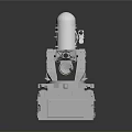 Military Weapon Turret System with Cylindrical Top and Square Base Structure 3d model