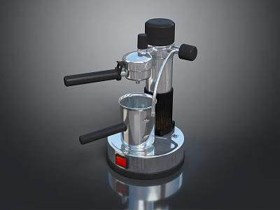 Silver and Black Computer Peripheral Device with Black Handles Red Indicator Light and Stable Base 3d model