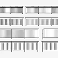 Various Modern Metal Fence Designs With Different Rail Patterns And Panel Styles 3d model