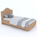 Simple Modern Single Bed With Curved Upholstered Headboard Button Details And White Gray Bedding