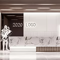 Modern front desk office front desk company front desk reception desk reception desk lobby reception area front desk background wall robot 3d model