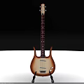 Brown Gradient Electric Bass Guitar With Modern Design And Stand For Music