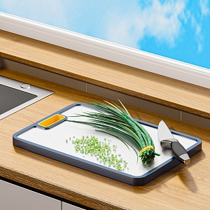 chopping board stainless steel chopping board knife 3d model