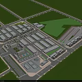 Industrial Factory Complex Layout Design With Multiple Warehouses And Green Areas 3d model
