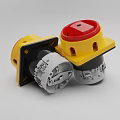 Industrial Control Safety Buttons With Yellow Base And Red Emergency Stop 3d model
