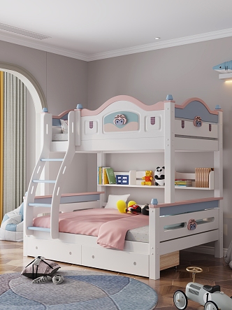 Modern Bed-and-Bed Universal Children's Bed 3d model