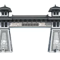 Classic Chinese Paifang Archway Featuring Pagoda Style Roofs And Stone Carvings