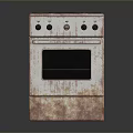 Rusted Vintage Stove Kitchen Appliance With Cooktop Control Knobs And Oven Design