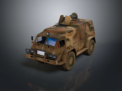 Military Vehicle With Camouflage Paint And Reinforced Body For Off Road Operations 3d model