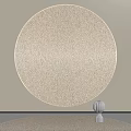 Beige Round Carpet With Woven Texture In Modern Interior Space And Small Decorative Object 3d model