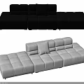 Modern Dark And Light Gray Modular Sectional Sofa With Tufted Design And Comfortable Cushions 3d model