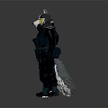 Game Movie Characters Featuring Wolf Head And Helmeted Figure In Tactical Dark Blue Outfits