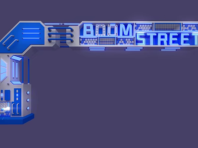 Bloom Street Event Entrance Featuring Blue Illuminated Modern Design And Lighting 3d model