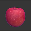 Fresh Shiny Red Apple With White Spots On Dark Reflective Surface