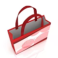 Stylish Red Tote Bag With Pink Circular Patterns For Daily Life Use 3d model