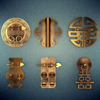 Traditional Brass Door Knockers Featuring Ornate Patterns And Vintage Styles For Classic Decor 3d model