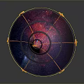 Vibrant Decorative Umbrella Featuring Purple Pink Gradient And Yellow Star Accents