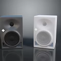 Gray And White Computer Speakers With Modern Design For Desktop Audio Setup