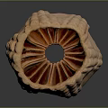 Unique Wooden Sculptural Bowl With Intricate Texture And Radial Interior Pattern