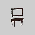 Classical Wooden Dining Table With Carved Details And Hanging Mirror
