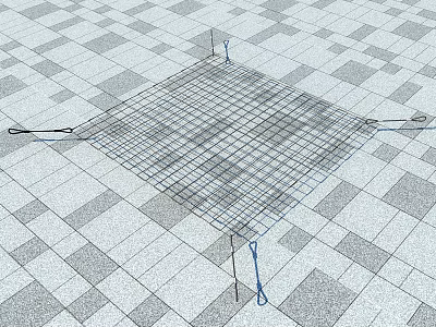 Heavy Duty Industrial Metal Grid Equipment With Blue Fasteners For Floor Installation 3d model