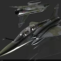 Two Military Fighter Airplane Models With Camouflage Paint And Detailed Cockpit Design