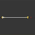 Modern Spear Weapon With White Shaft Black Yellow Accents And Red Circular Element