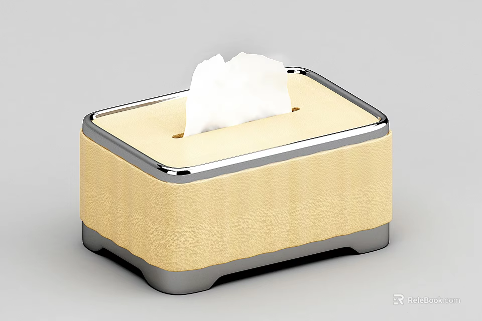 Modern Wooden Tissue Box With Silver Metal Frame For Stylish Home Decor Accents 3d model 