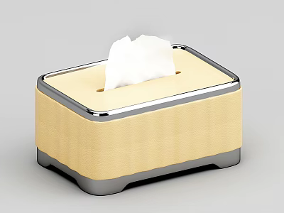 Modern Wooden Tissue Box With Silver Metal Frame For Stylish Home Decor Accents 3d model