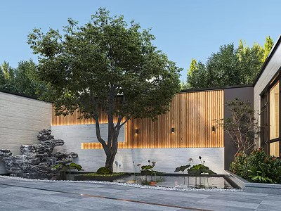 Modern courtyard landscape 3d model