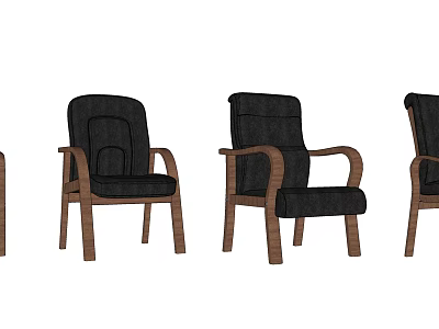Modern Leisure Accent Chairs With Wooden Frame And Black Upholstered Seats 3d model