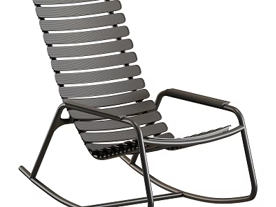 Modern Leisure Chair With Rocking Base Metal Frame And Slat Back Design 3d model