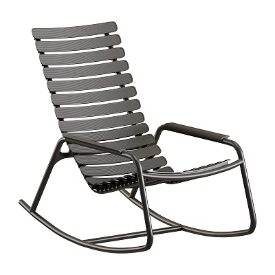 Modern Leisure Chair With Rocking Base Metal Frame And Slat Back Design 3d model