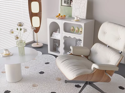 Modern White Bookcase In Stylish Living Space With Decorative Items And Books 3d model