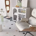 Modern White Bookcase In Stylish Living Space With Decorative Items And Books