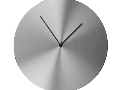 Modern Silver Round Wall Hanging Clock With Brushed Metallic Surface And Black Hands 3d model