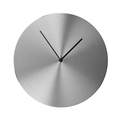 Modern Silver Round Wall Hanging Clock With Brushed Metallic Surface And Black Hands 3d model