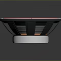 Modern Circular Audio Device With Red Silver Rings And Black Center Design
