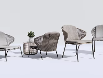 Modern Outdoor Table and Chair Rattan Leisure Chair Outdoor Leisure Chair 3d model