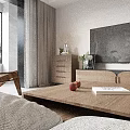 Modern Living Dining Room Interior With Wooden Coffee Table TV Cabinet Natural Light And Plants